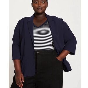 •UNIVERSAL STANDARD• Meg Double Luxe Short Blazer Jacket in Navy Blue Size 22-24